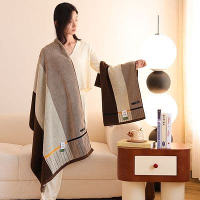 【5A抗菌】2025高档男士专用100%精梳棉浴巾条纹加厚全棉洗澡裹巾